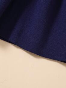 Váy len cho bé gái Tương phản ren Khối Màu Sẵn sàng - Màu xanh hải quân - Xem 6