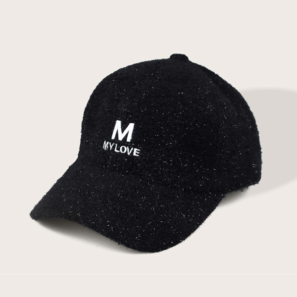 

Letter Embroidery Baseball Cap, Black