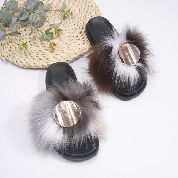 

Metal Decor Fluffy Slides, Multicolor
