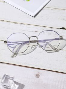 女士圆框时尚设计眼镜 - 銀色 - 查看 1
