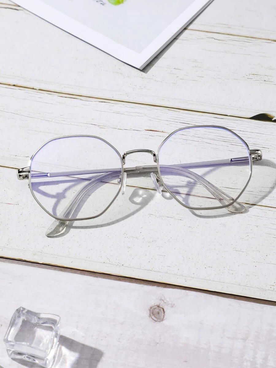 女士圆框时尚设计眼镜 - 銀色 - 查看 1