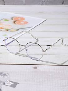 女士圆框时尚设计眼镜 - 銀色 - 查看 2