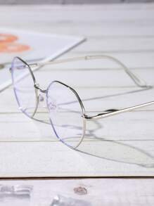 女士圆框时尚设计眼镜 - 銀色 - 查看 5