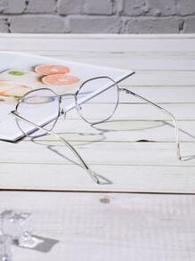 女士圆框时尚设计眼镜 - 銀色 - 查看 6