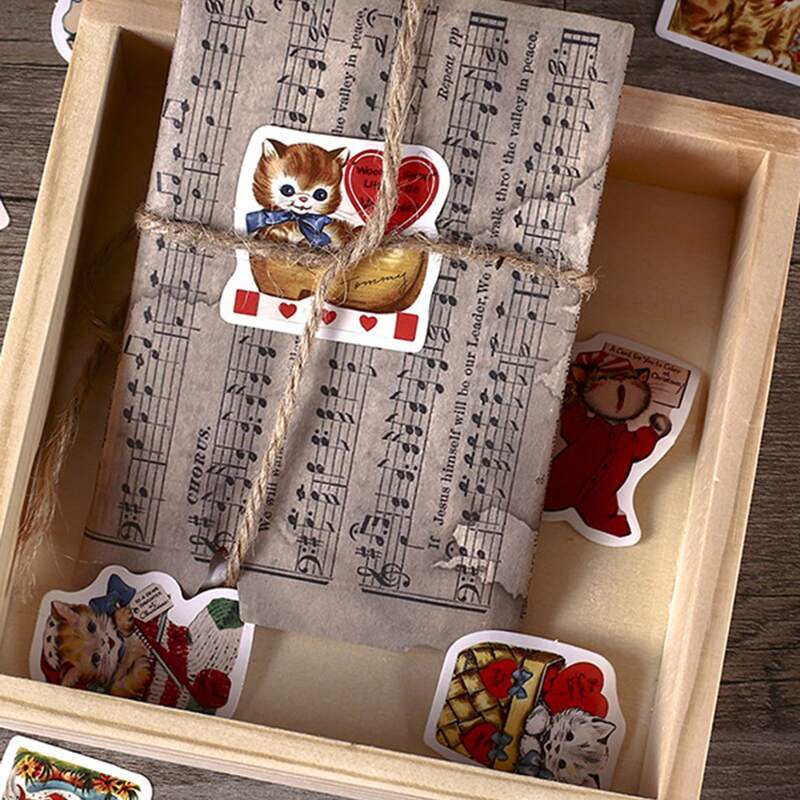 

46pcs Cat Print Sticker, Multicolor