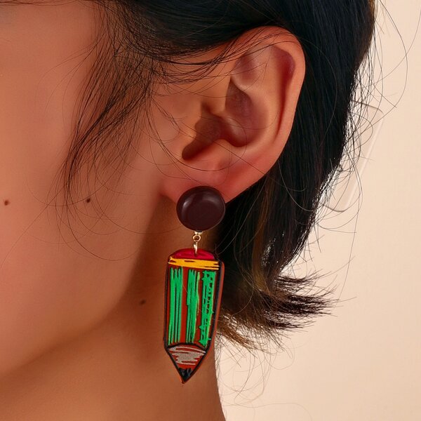 

Pencil Drop Earrings, Multicolor