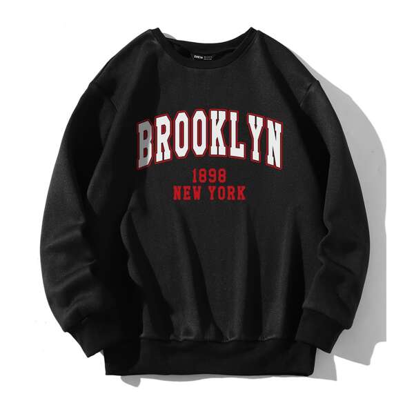 

Letter Graphic Drop Shoulder Sweatshirt, Black