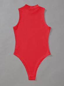 SHEIN Unity 夏季纯色罗纹无袖紧身衣 新年服装 - 紅色 - 查看 2