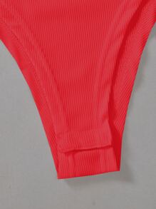 SHEIN Unity 夏季纯色罗纹无袖紧身衣 新年服装 - 紅色 - 查看 4