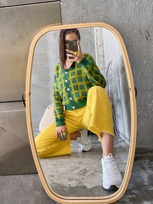 Plaid Drop Shoulder Cardigan - Multicolor - View 6