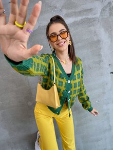 Plaid Drop Shoulder Cardigan - Multicolor - View 7