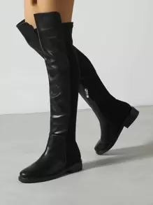 Giày bốt Nữ Thời trang màu trơn Dây kéo bên - màu đen - Xem 1