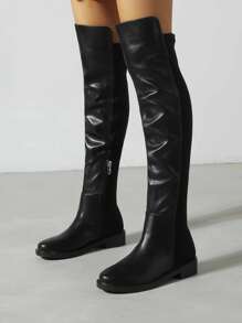 Giày bốt Nữ Thời trang màu trơn Dây kéo bên - màu đen - Xem 2