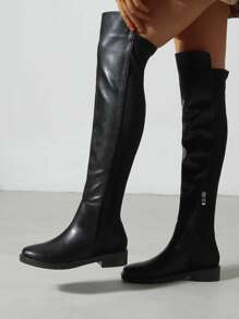 Giày bốt Nữ Thời trang màu trơn Dây kéo bên - màu đen - Xem 4