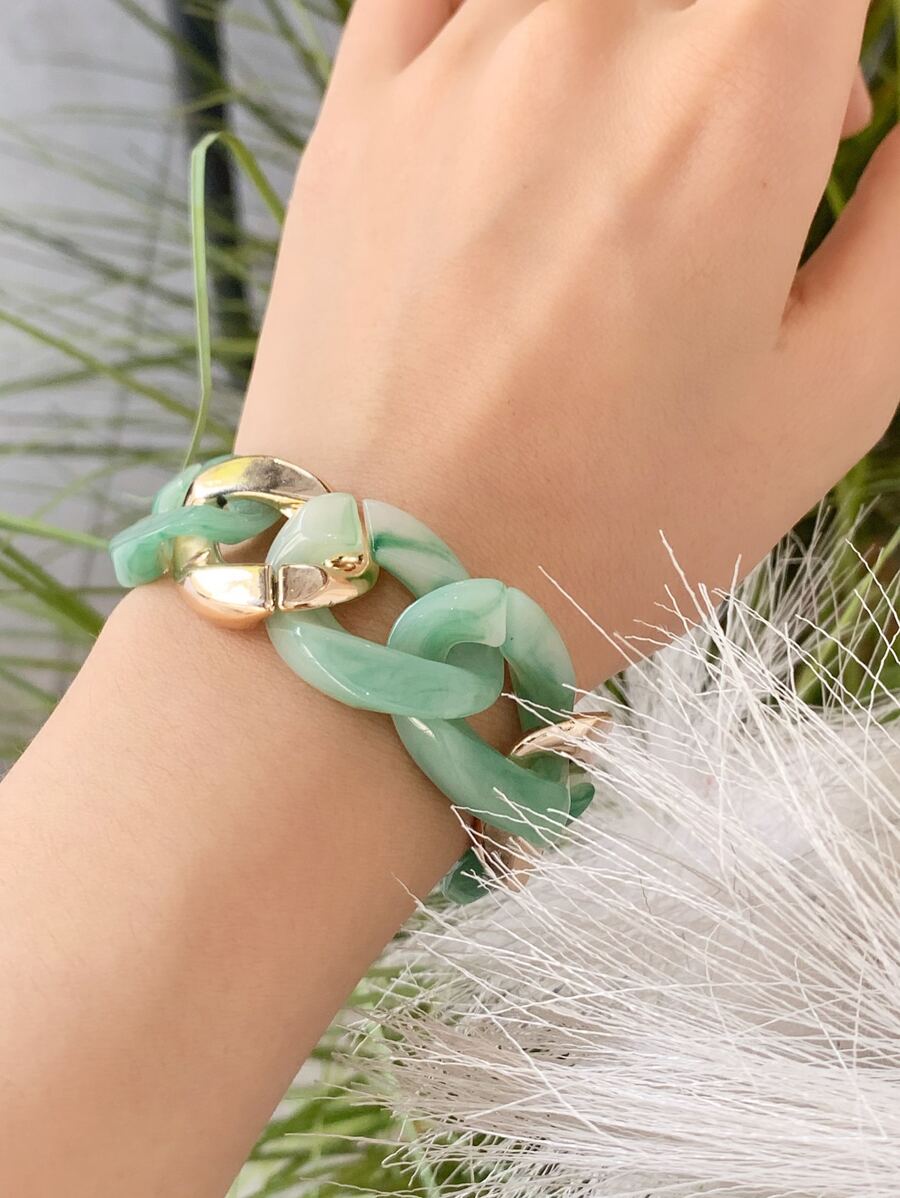 Chunky Chain Bracelet - màu xanh lá - Xem 1