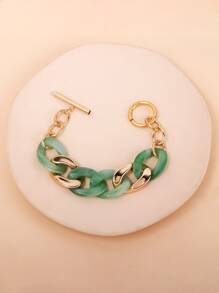 Chunky Chain Bracelet - màu xanh lá - Xem 4