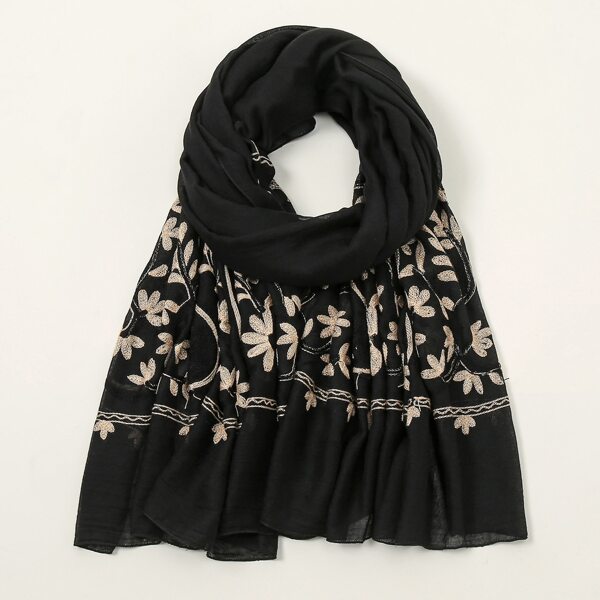 

Leaf Embroidery Scarf, Multicolor