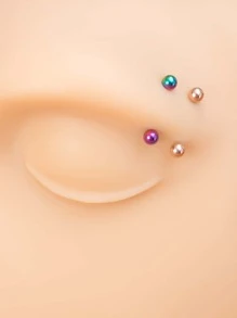 5pcs/set Eyebrow Piercing Ring Stainless Steel Fashion Punk Perfect Piercing For Women & Men Body Jewelry Gift - Multicolor - View 2