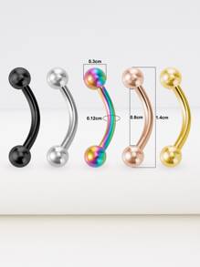 5pcs/set Eyebrow Piercing Ring Stainless Steel Fashion Punk Perfect Piercing For Women & Men Body Jewelry Gift - Multicolor - View 4