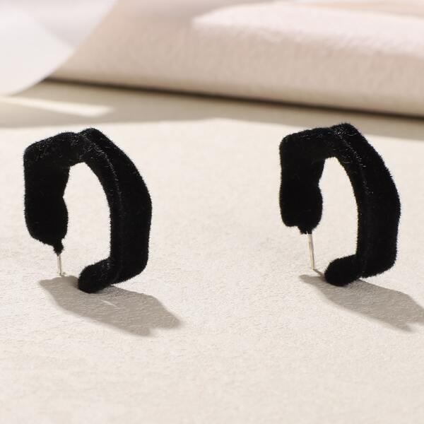 

Minimalist Open Hoop Earrings, Black