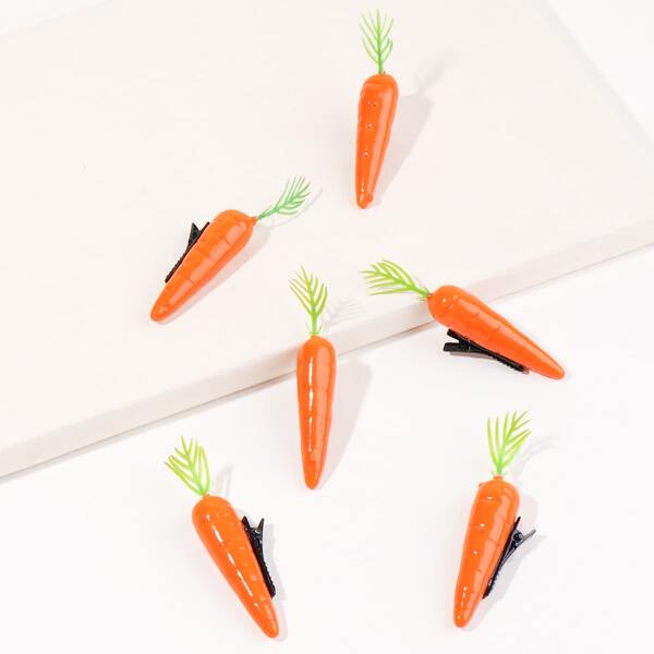 

6pcs Carrot Decor Hair Clip, Multicolor