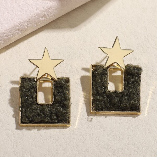 

Star & Geometric Drop Earrings, Gold