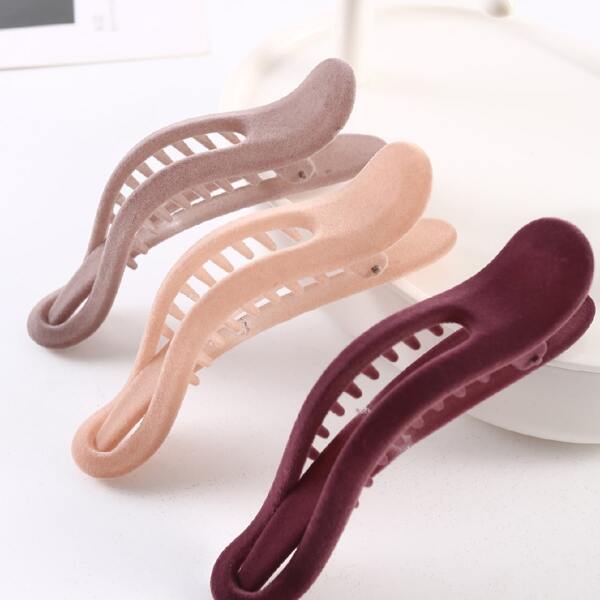 

3pcs Solid Hair Clip, Multicolor