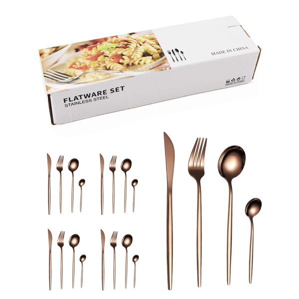 

20pcs Stainless Steel Cutlery Set, Rose gold