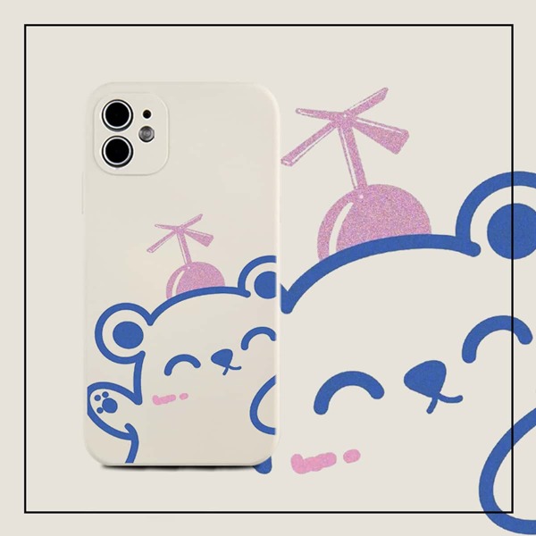 

Cartoon Bear Phone Case, White