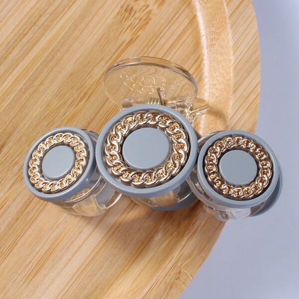 

Chain & Round Decor Hair Claw, Grey