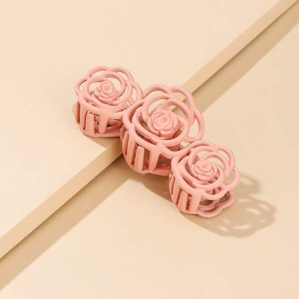 

Flower Design Hair Claw, Pink