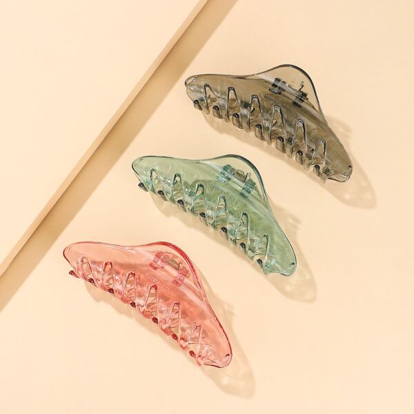 

3pcs Solid Hair Claw, Multicolor