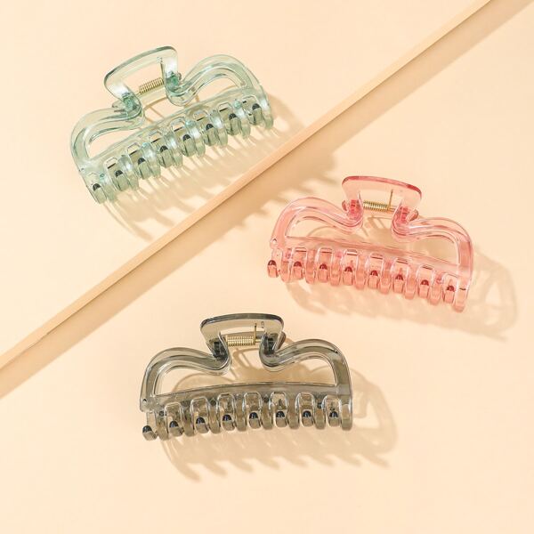 

3pcs Solid Hair Claw, Multicolor