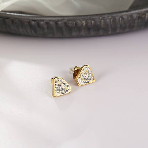 

Серьги-гвоздики 14K позолоченный со стразами, Золотистый