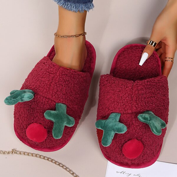 

Cartoon Design Novelty Slippers, Red