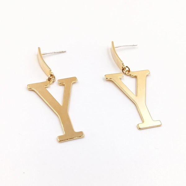

Серьги-подвески 14K позолоченный с буквой, Золотистый