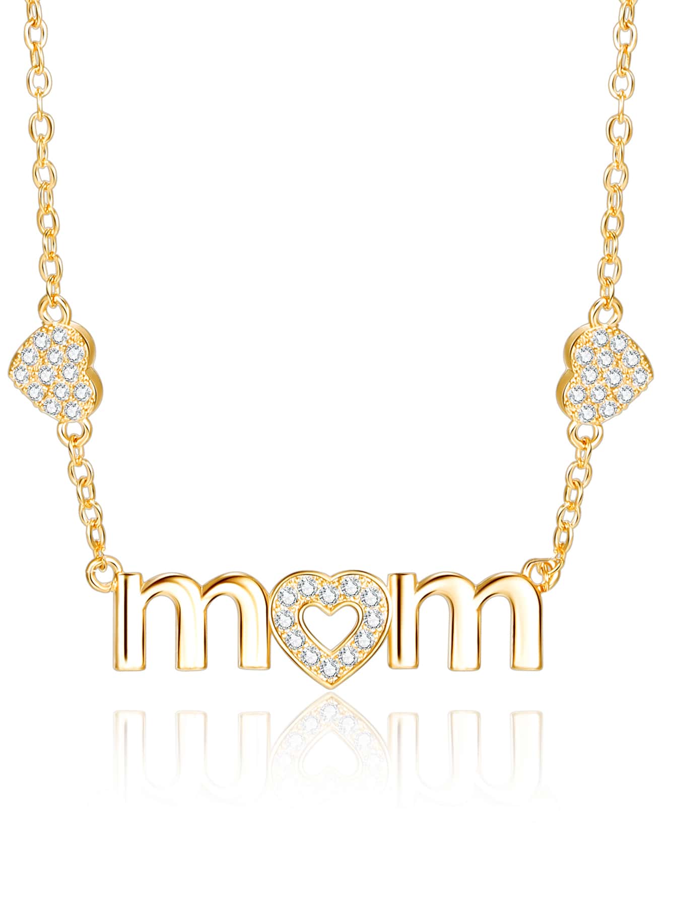 1入組方晶鋯石字母裝飾項鍊銅首飾類 - 金黃色 - 查看 1