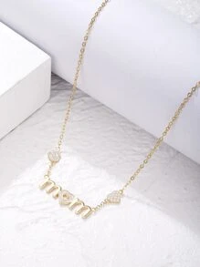 1入組方晶鋯石字母裝飾項鍊銅首飾類 - 金黃色 - 查看 2