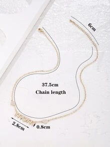 1入組方晶鋯石字母裝飾項鍊銅首飾類 - 金黃色 - 查看 3