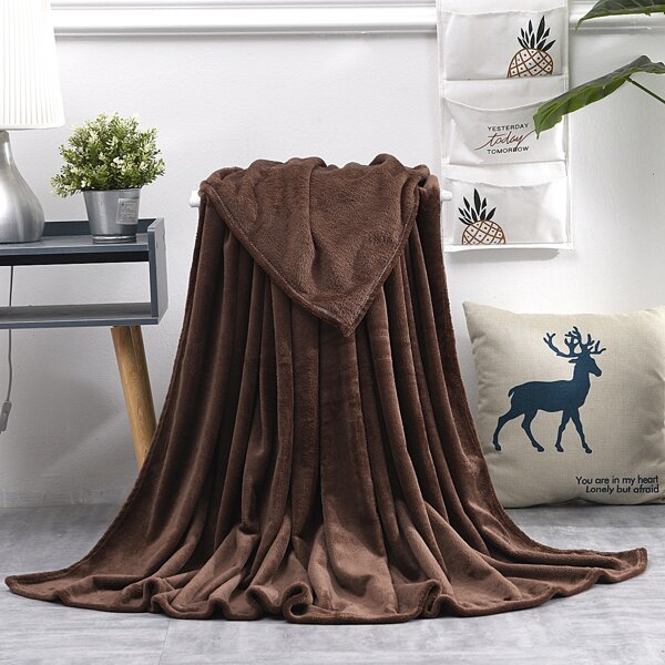 

Plain Flannel Blanket, Coffee brown