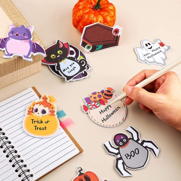 

10pcs Halloween Pattern Sticky Note, Multicolor