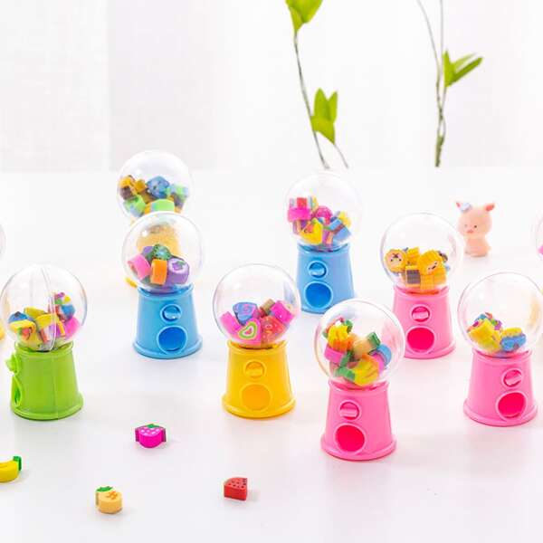 

1set Random Capsule Machine Eraser, Multicolor