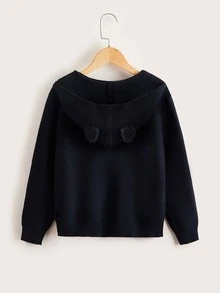 SHEIN Boys Button Front Hooded Cardigan - Navy Blue - View 2