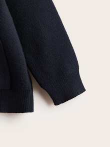 SHEIN Boys Button Front Hooded Cardigan - Navy Blue - View 3