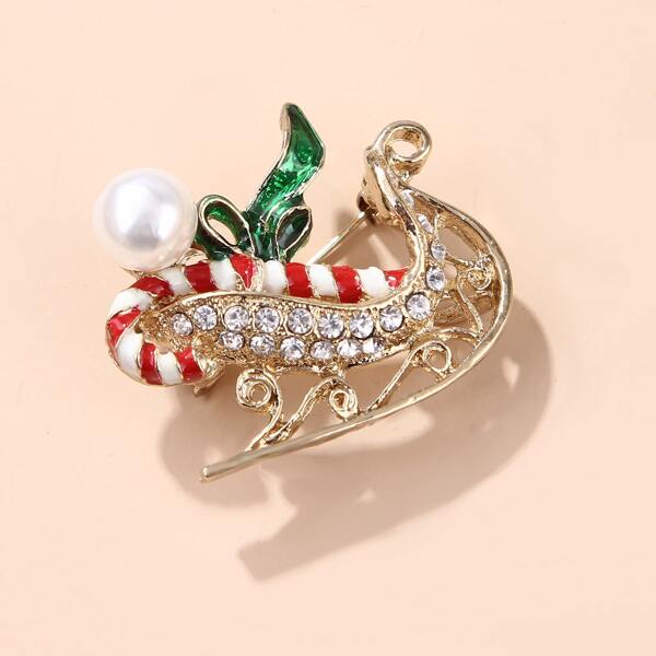 

Christmas Faux Pearl Decor Brooch, Multicolor