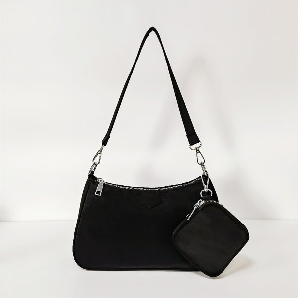 

Minimalist Baguette Bag With Coin Purse, Black