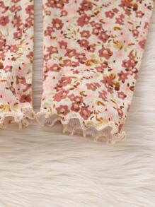 嬰兒碎花木耳邊上衣和緊身打底褲 - 彩色 - 查看 7