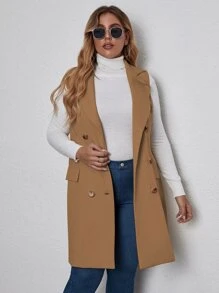 SHEIN LUNE 大碼雙排釦西裝領無袖外套