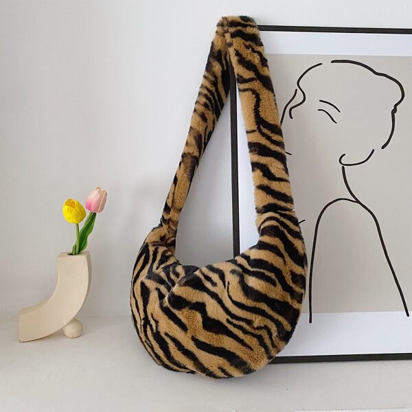 

Tiger Striped Pattern Shoulder Bag, Multicolor