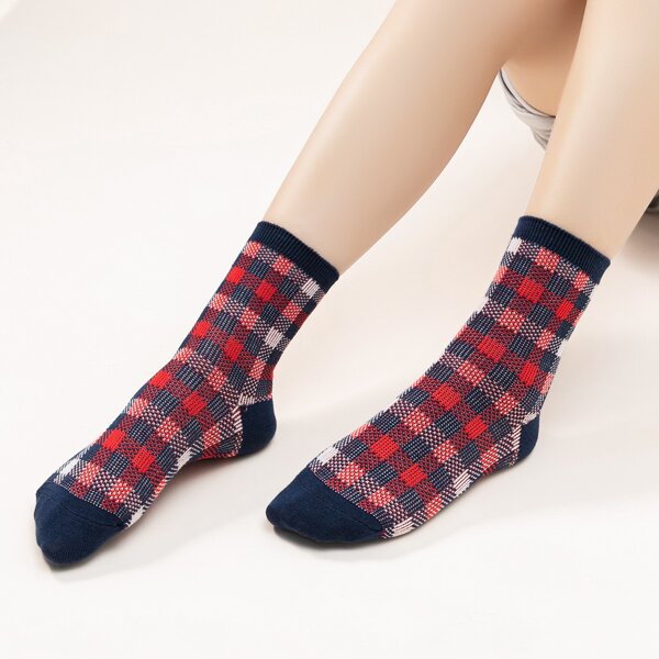 

Plaid Print Crew Socks, Multicolor